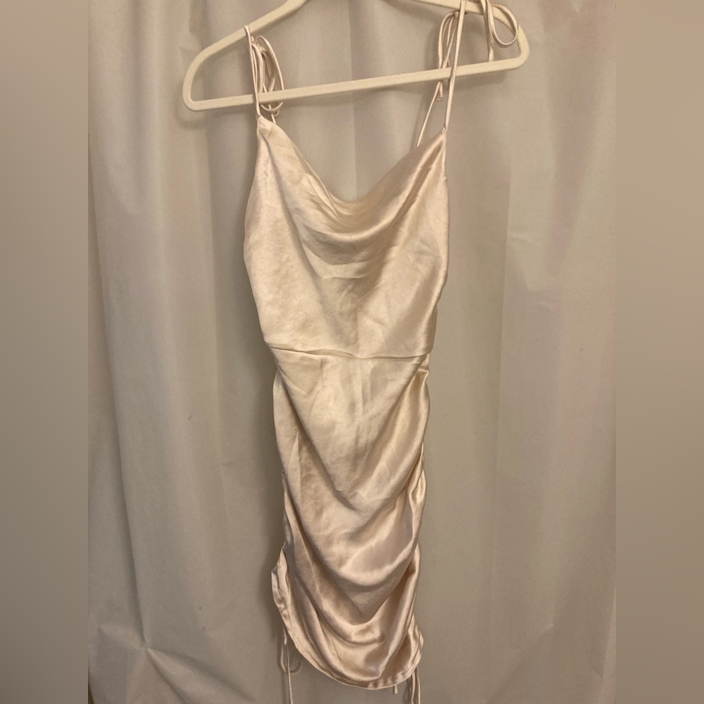 Hello Molly Beige Satin Mini Dress